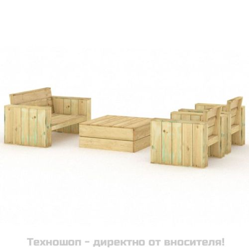 Градински лаундж комплект, 4 части, импрегниран бор масив