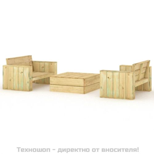 Градински лаундж комплект, 3 части, импрегниран бор масив