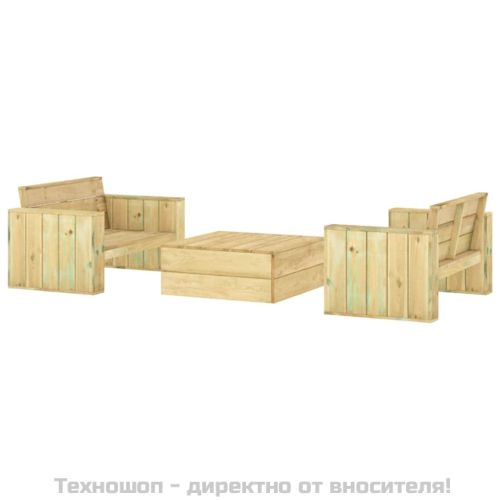 Градински лаундж комплект, 3 части, импрегниран бор масив
