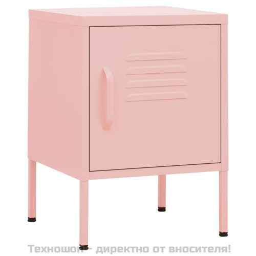 Нощни шкафчета, 2 бр, розови, 35х35х51 см, стомана