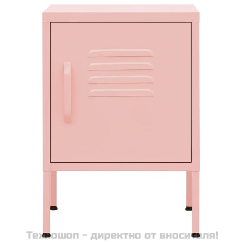 Нощни шкафчета, 2 бр, розови, 35х35х51 см, стомана