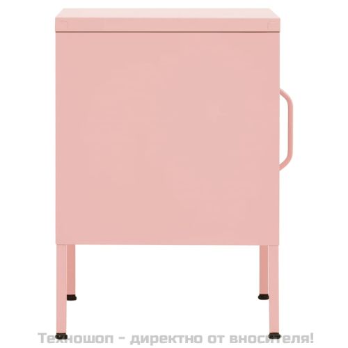 Нощни шкафчета, 2 бр, розови, 35х35х51 см, стомана