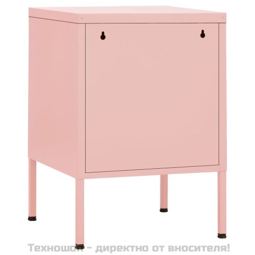 Нощни шкафчета, 2 бр, розови, 35х35х51 см, стомана