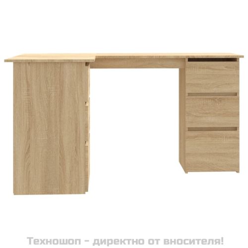 Ъглово бюро, дъб сонома, 145x100x76 см, инженерно дърво