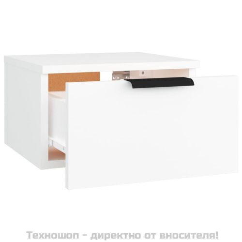 Нощно шкафче за стенен монтаж, бяло, 34x30x20 см