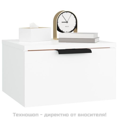 Нощно шкафче за стенен монтаж, бяло, 34x30x20 см