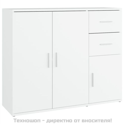 Сайдборд, бял, 91x29,5x75 см, инженерно дърво