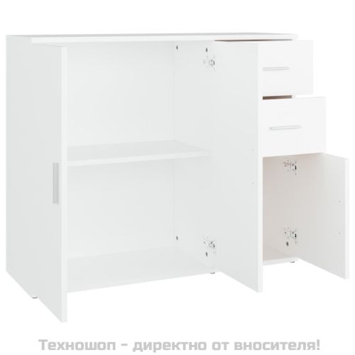 Сайдборд, бял, 91x29,5x75 см, инженерно дърво