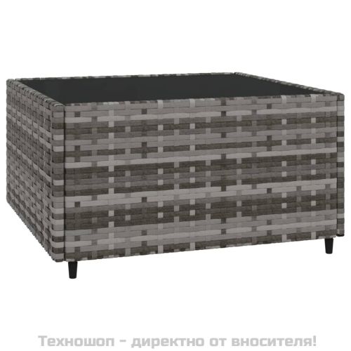 Градински лаундж комплект с възглавници 4 части сив полиратан