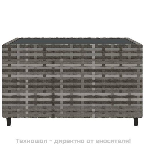 Градински лаундж комплект с възглавници 4 части сив полиратан