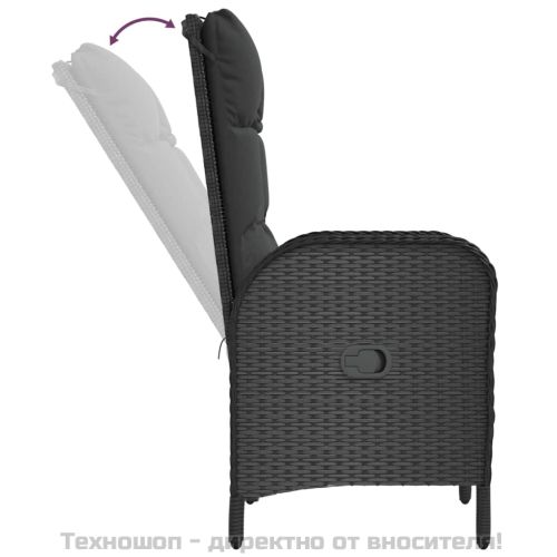 Външни столове, 2 бр, полиратан, черни