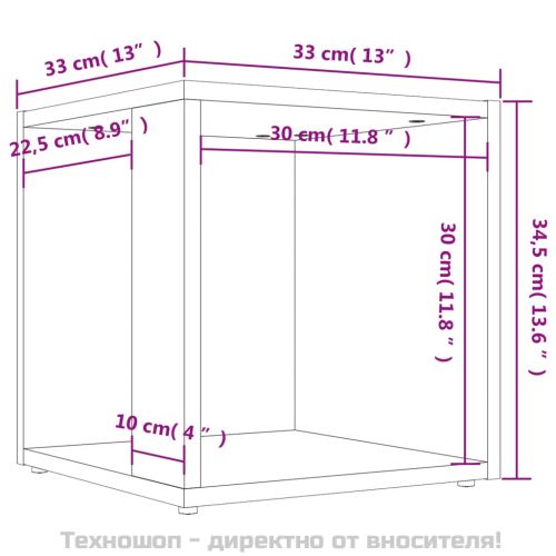 Странична маса, бетонно сива, 33x33x34,5 см, инженерно дърво