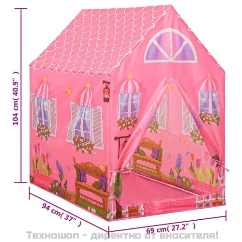Детска палатка за игра с 250 топки розова 69x94x104 см