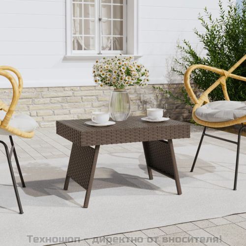 Сгъваема помощна маса кафява 60x40x38 см полиратан