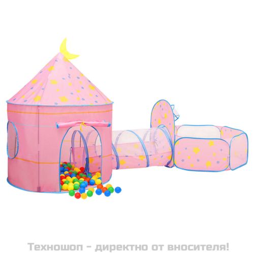 Детска палатка за игра с 250 топки розова 301x120x128 см