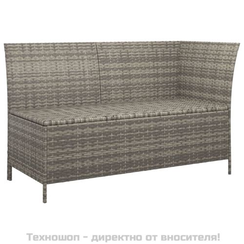 Градински лаундж комплект с възглавници 4 части сив полиратан