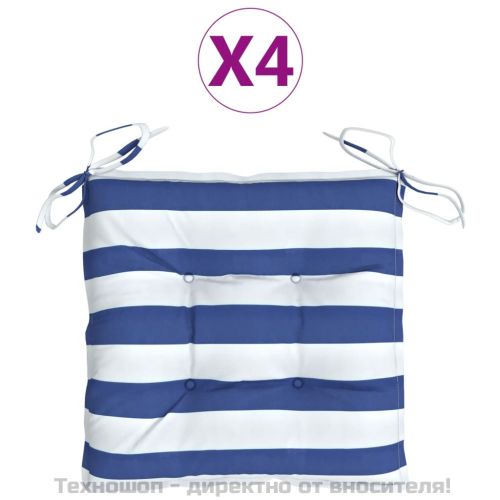 Възглавници за стол 4 бр синьо-бяло райе 50x50x7см Оксфорд плат