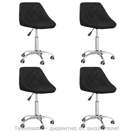 Въртящи се трапезни столове, 4 бр, черни, изкуствена кожа
