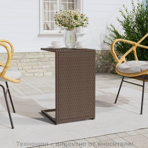 C-образна маса, кафява, 40x35x60 см, полиратан