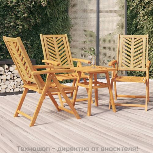 Накланящи се градински столове, 3 бр, акация масив