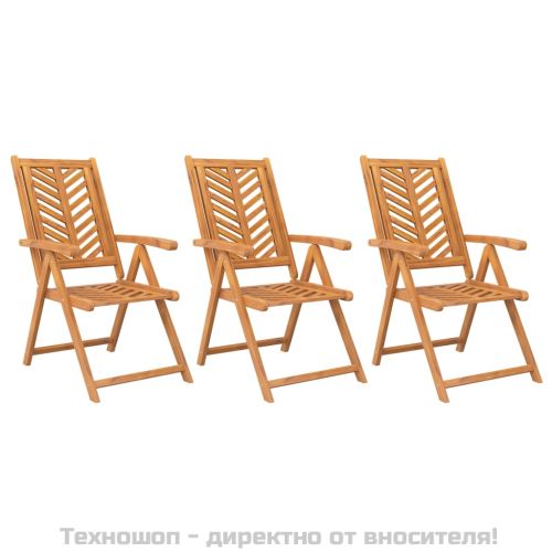 Накланящи се градински столове, 3 бр, акация масив