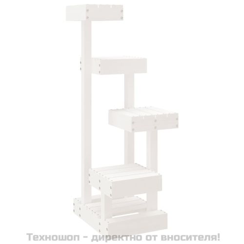 Котешко дърво, бяло , 45,5x49x103 см, масивно дърво бор