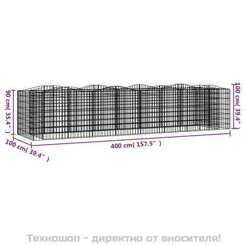 Извит габион повдигната леха 400x100x100 см поцинковано желязо