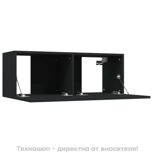 ТB шкафове, 2 бр, черни, 80x30x30 см, инженерно дърво