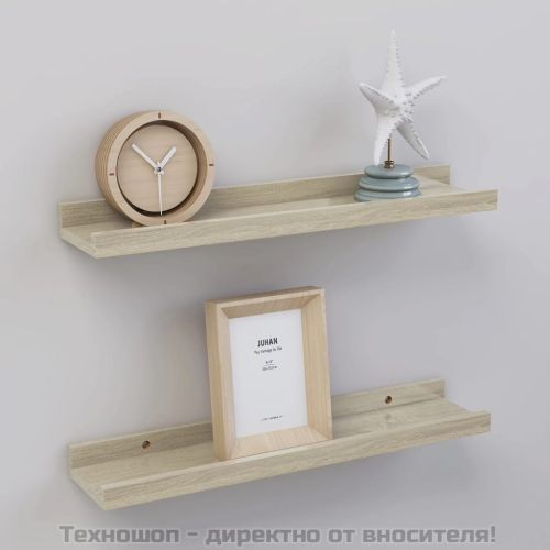 Стенни рафтове, 2 бр., дъб сонома, 40x9x3 см