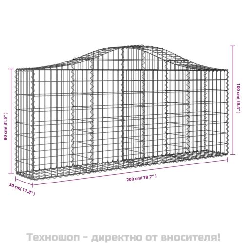 Дъговидна габионна кошница 200x30x80/100 см поцинковано желязо