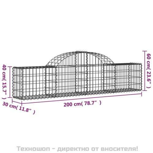 Габионни кошници арка 4 бр 200x30x40/60 см поцинковано желязо