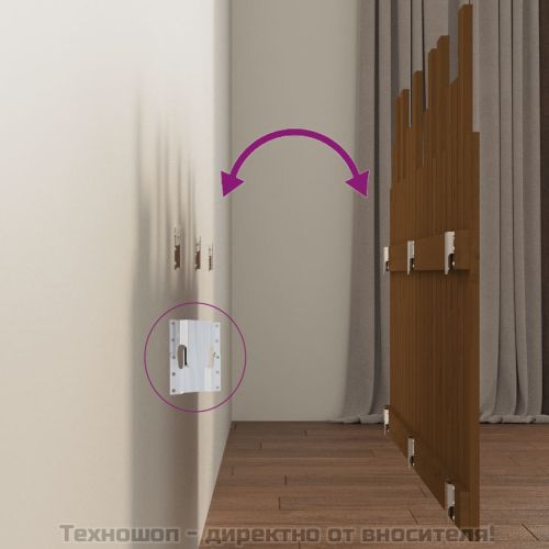 Стенна табла за спалня, меденокафява, 127,5x3x80 см, бор масив