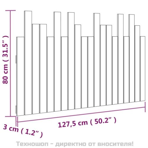 Стенна табла за спалня, меденокафява, 127,5x3x80 см, бор масив