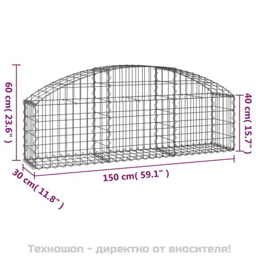 Дъговидна габионна кошница 150x30x40/60 см поцинковано желязо