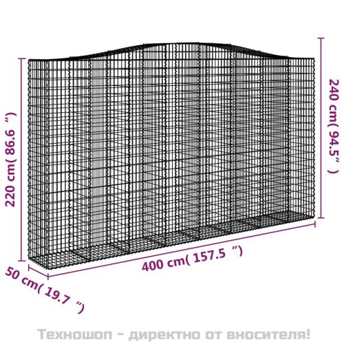 Габионни кошници арка 4 бр 400x50x220/240 см поцинковано желязо