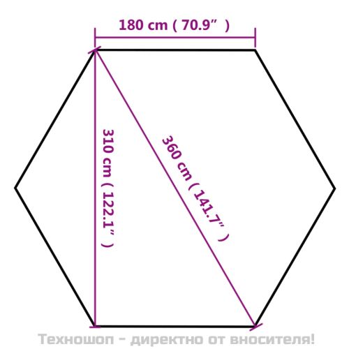 Шестоъгълна pop-up шатра със стени 3,6x3,1 м таупе 220 г/м²