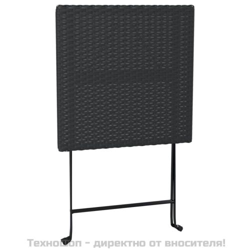 Сгъваем бистро комплект от 3 части, черен, полиратан