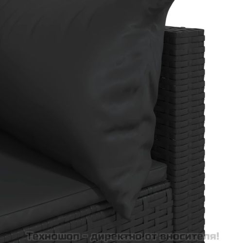 Градински ъглови дивани с възглавници, 2 бр, черни, полиратан