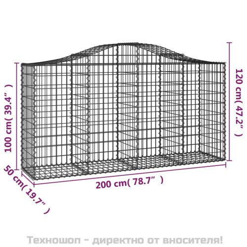 Габионни кошници арка 8 бр 200x50x100/120 см поцинковано желязо