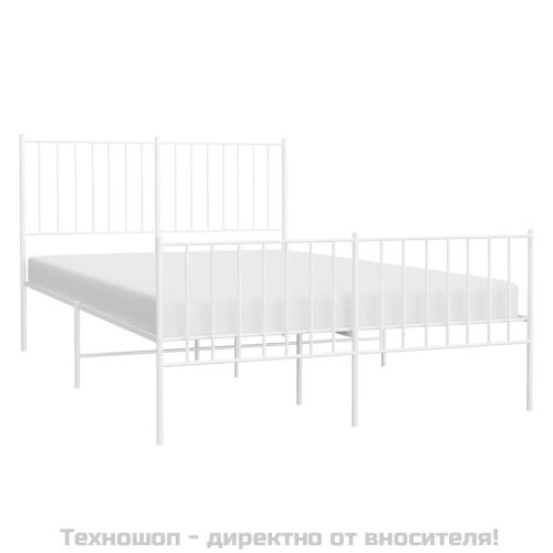 Метална рамка за легло с горна и долна табла, бяла, 120x190 см