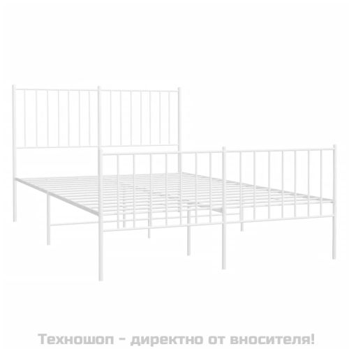 Метална рамка за легло с горна и долна табла, бяла, 120x190 см