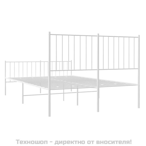 Метална рамка за легло с горна и долна табла, бяла, 120x190 см