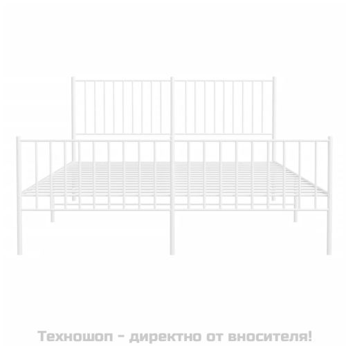 Метална рамка за легло с горна и долна табла, бяла, 160x200 см