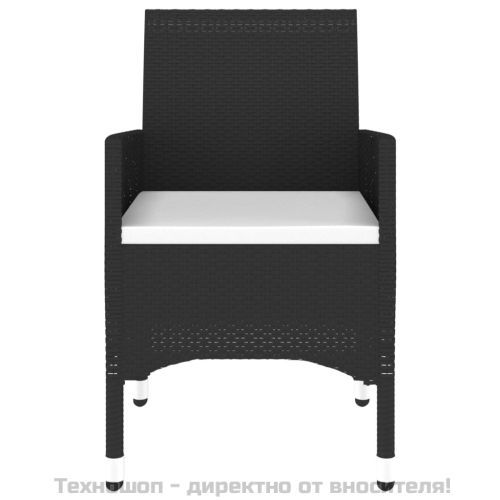 Градински трапезен комплект, 3 части, полиратан, черен