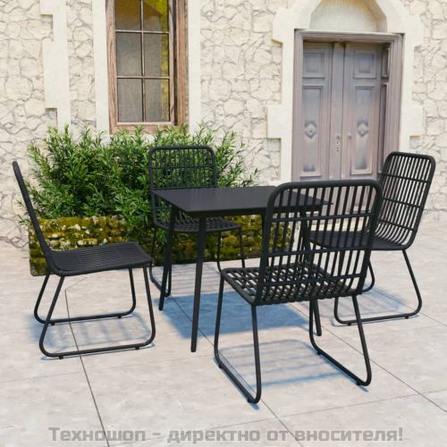 Градински трапезен комплект, 5 части, полиратан и стъкло