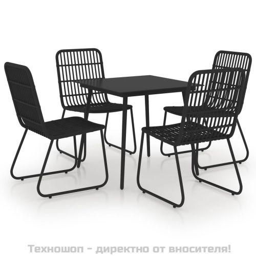 Градински трапезен комплект, 5 части, полиратан и стъкло