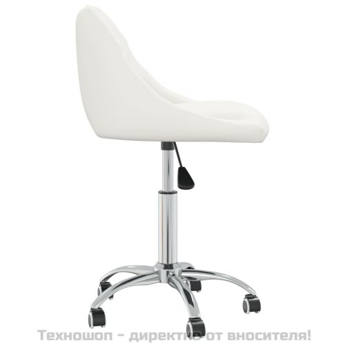 Въртящи се трапезни столове, 6 бр, бели, изкуствена кожа