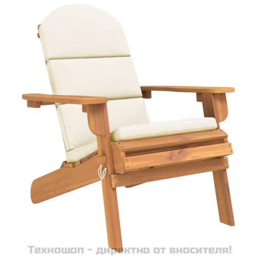 Градински стол Адирондак с възглавници, масивна акация