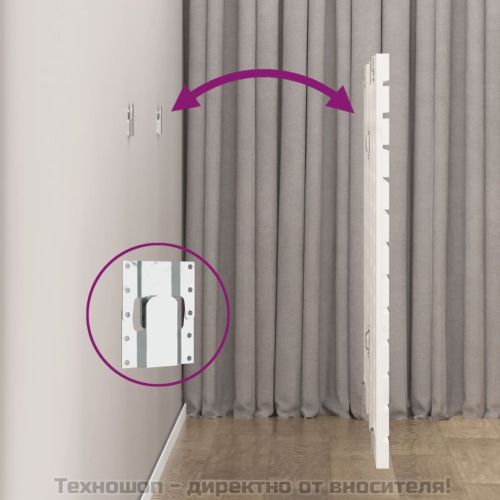 Стенна табла за спалня, бяла, 81x3x91,5 см, борово дърво масив