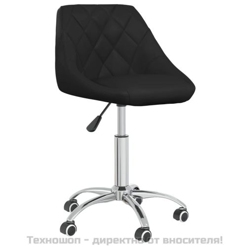 Въртящи се трапезни столове, 6 бр, черни, изкуствена кожа